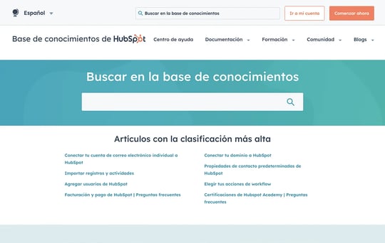 software de base de conocimientos de HubSpot